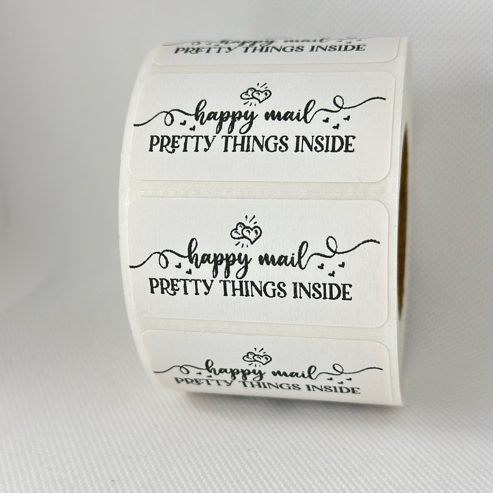 Happy mail sticker | pretty things inside sticker | shipping supplies 2in - Picture 5 of 6